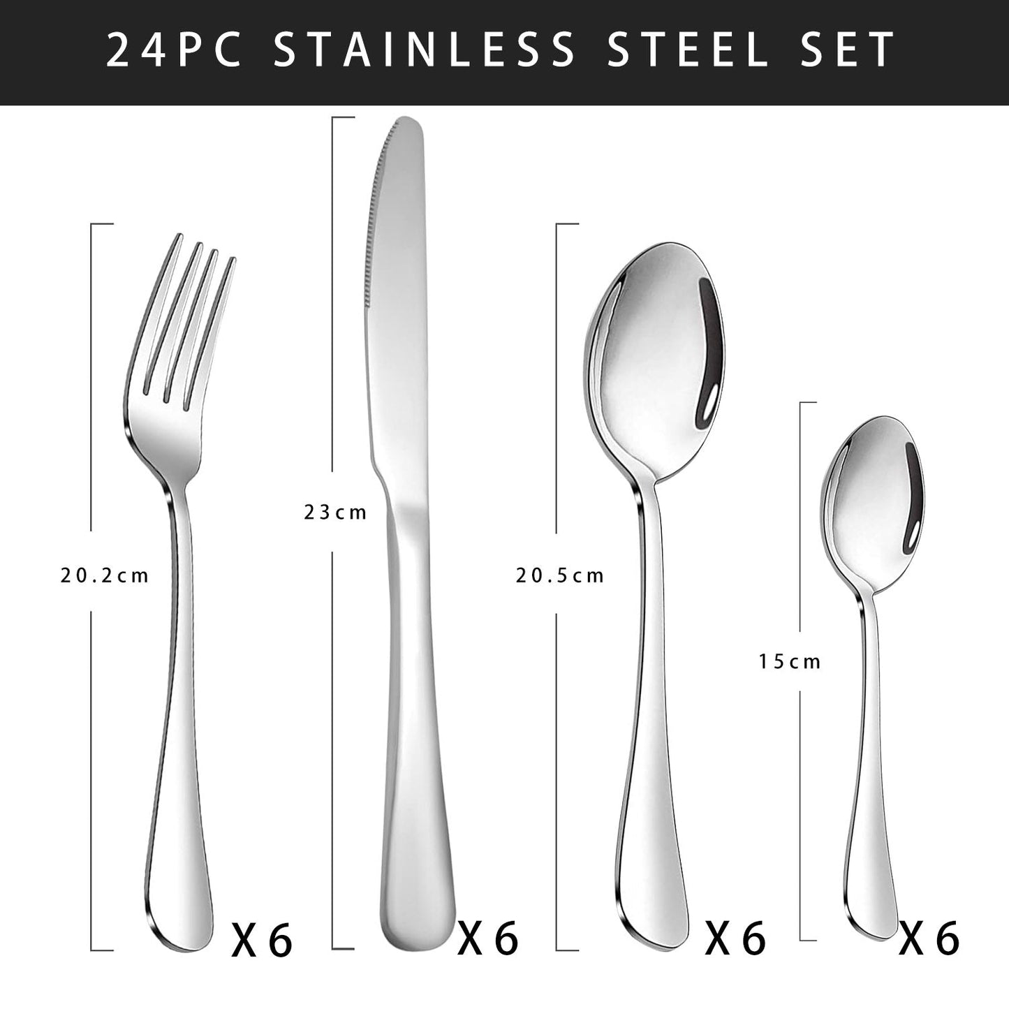 24 Piece Stainless Steel Blue Box Cutlery Set