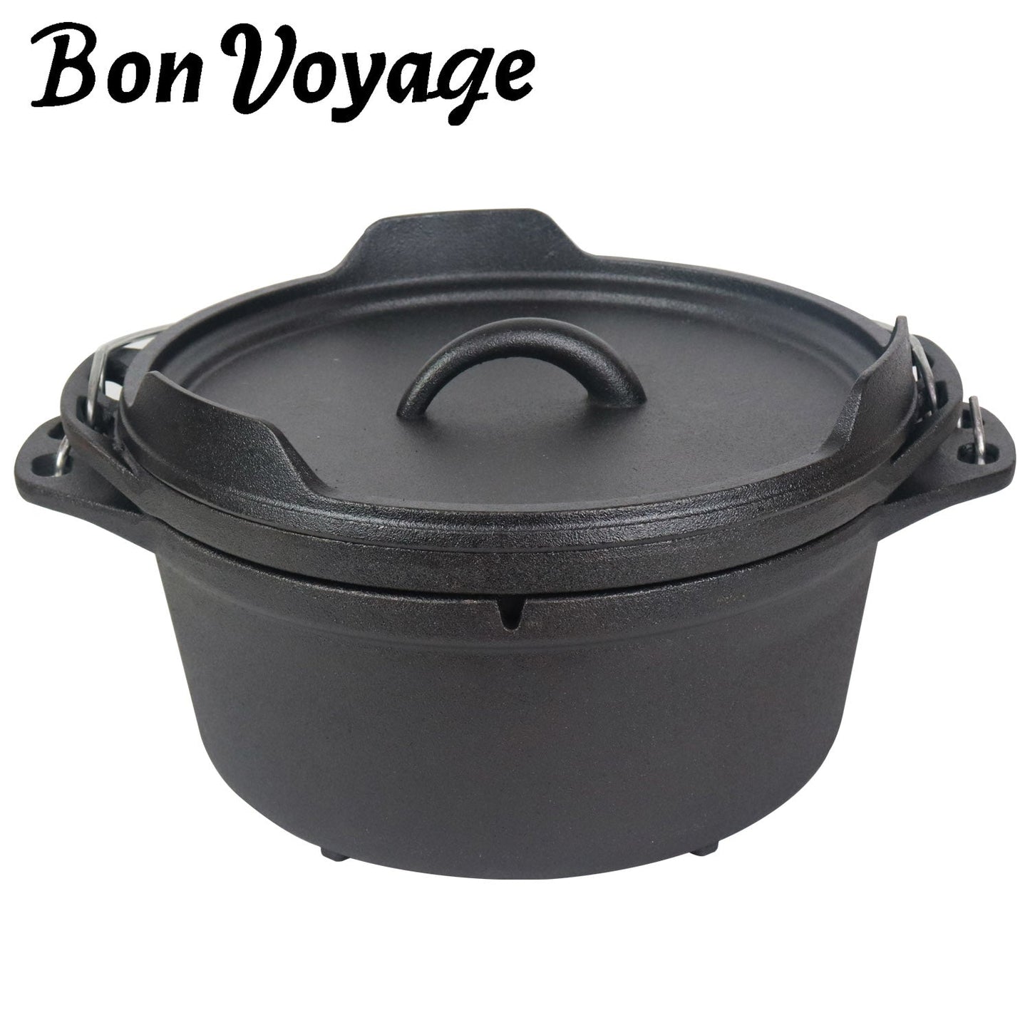 Bon Voyage 3 Piece Pre-Seasoned Heavy Duty Cast Iron Dutch Oven Potjie Pot Set