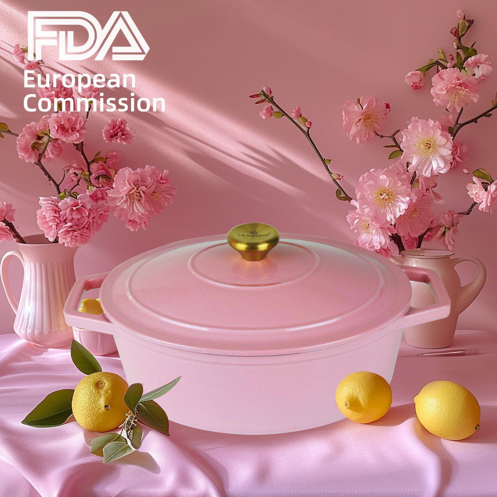 La Cocina 5 Piece Pink Limited Edition Cast Iron Enamel Cookware Set