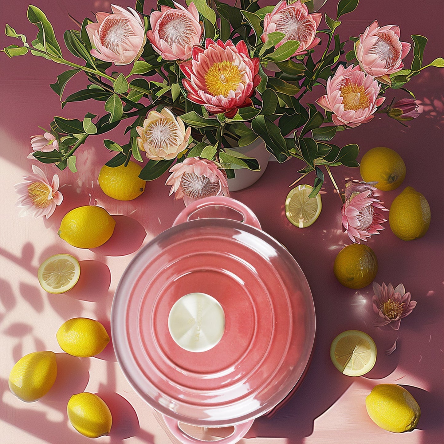 La Cocina 7 Piece Vintage Maroon Cast Iron Enamel Cookware Set