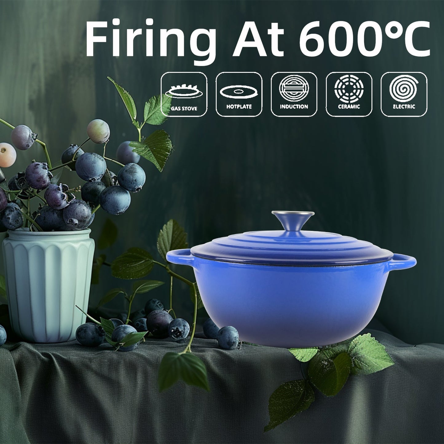 La Cocina 7 Piece Amazon Blue Cast Iron Enamel Cookware Set