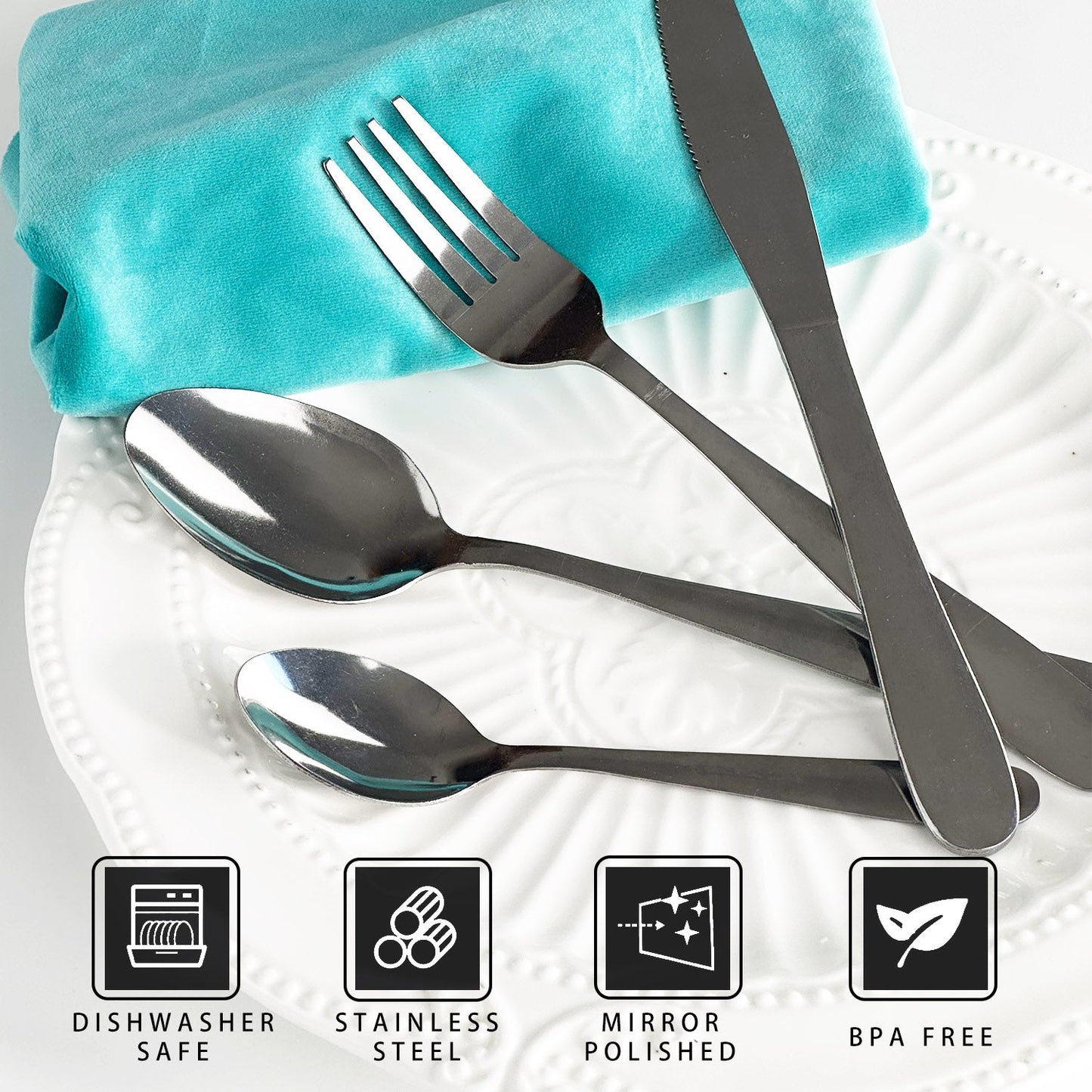 24 Piece Stainless Steel Blue Box Cutlery Set