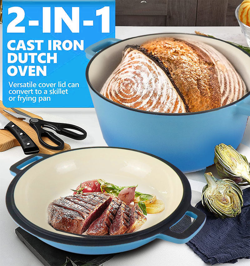 La Cocina Cast Iron 2 in 1 Casserole with Frypan Lid 26cm (one pot only)