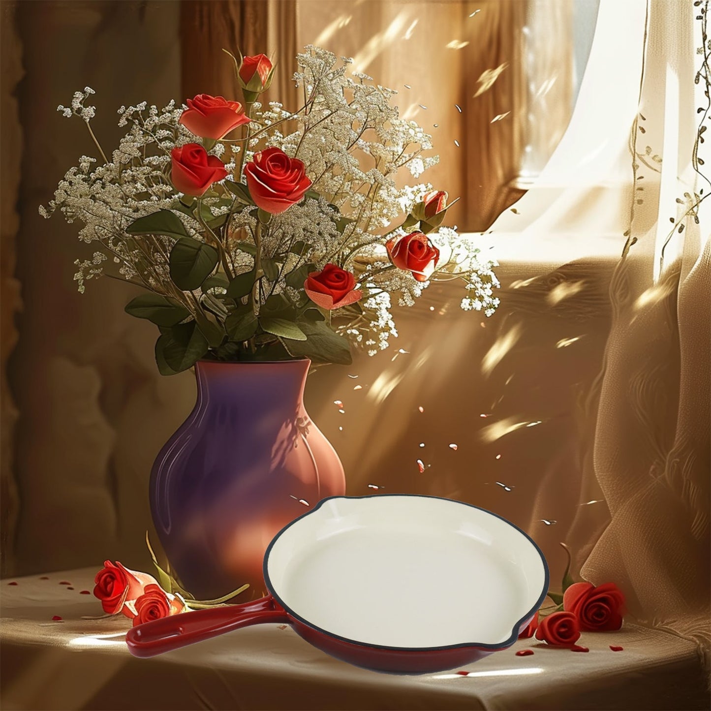 La Cocina 7 Piece African Red Cast Iron Enamel Cookware Set