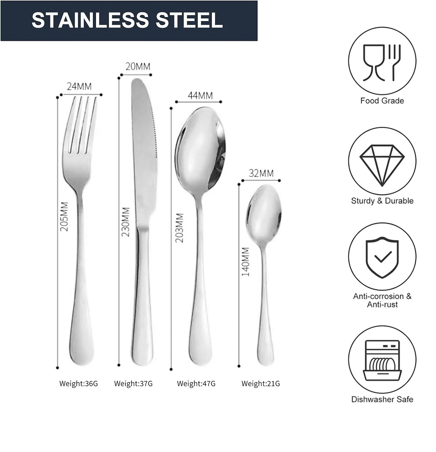 24 Piece Stainless Steel Black Gift Box Cutlery Set