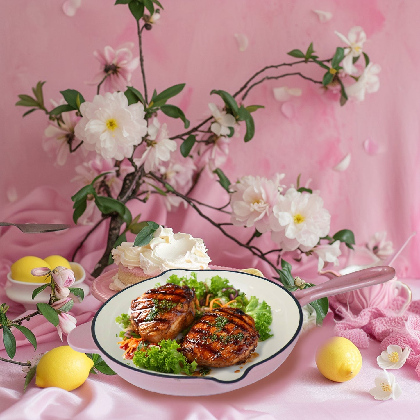 La Cocina 5 Piece Pink Limited Edition Cast Iron Enamel Cookware Set