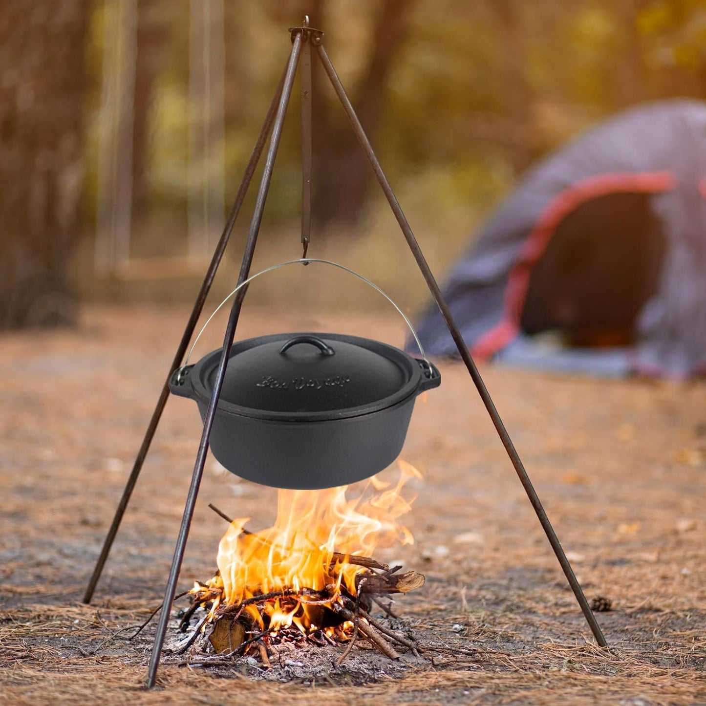 Bon Voyage Cast Iron Flat Bottom Potjie Dutch Oven Pot
