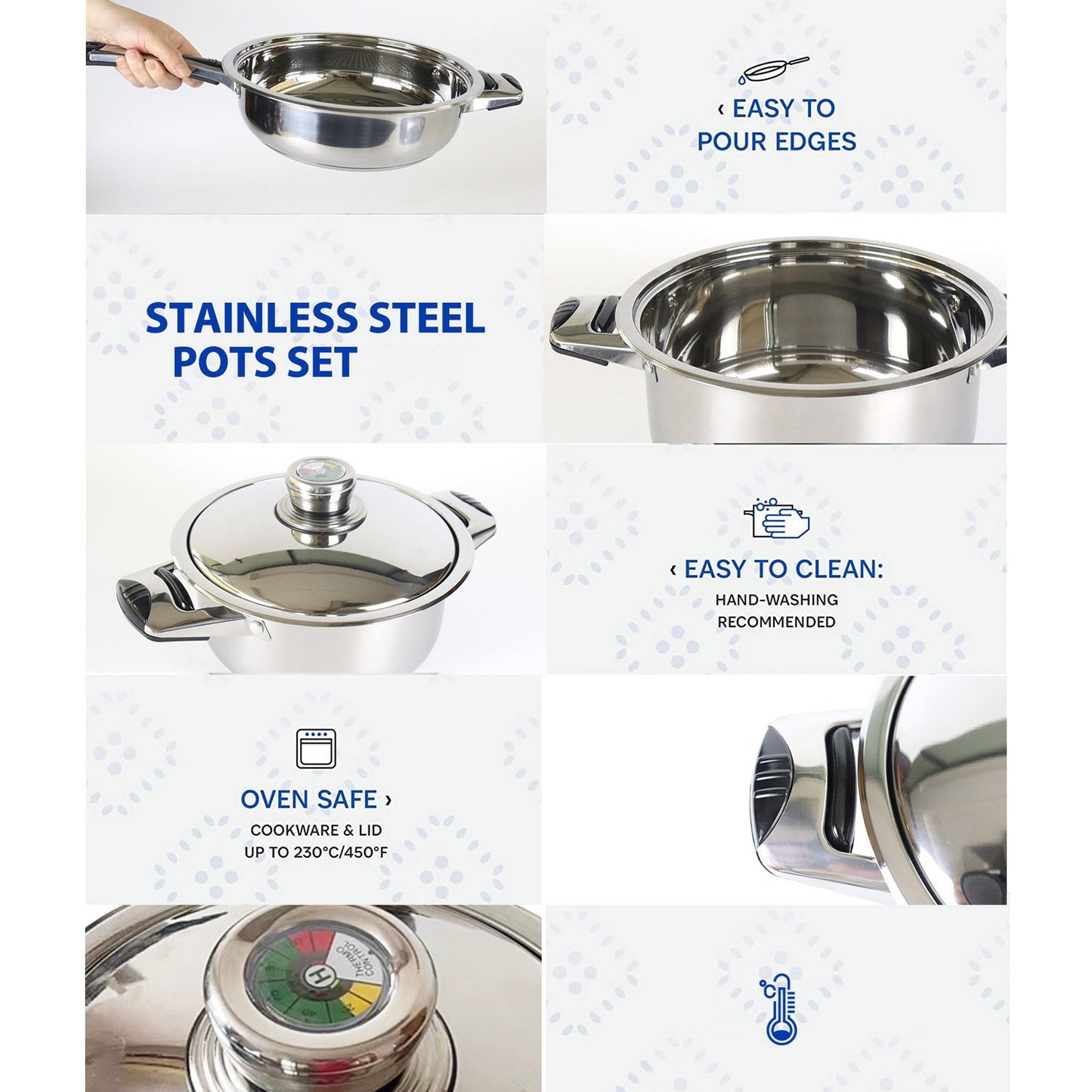 Bon Voyage Gold 19 Piece Stainless Pots Set