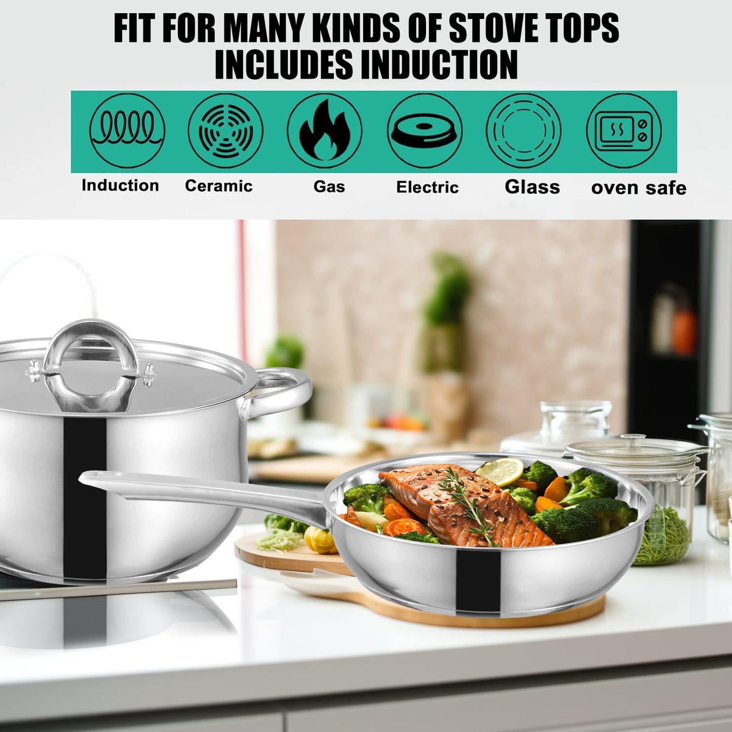 Bon Voyage Silver 11 Piece Stainless Pots Set