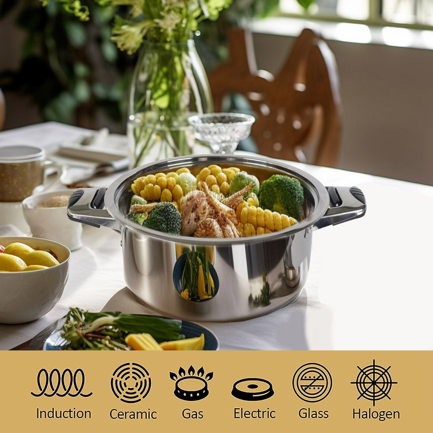 Bon Voyage Gold 19 Piece Stainless Pots Set