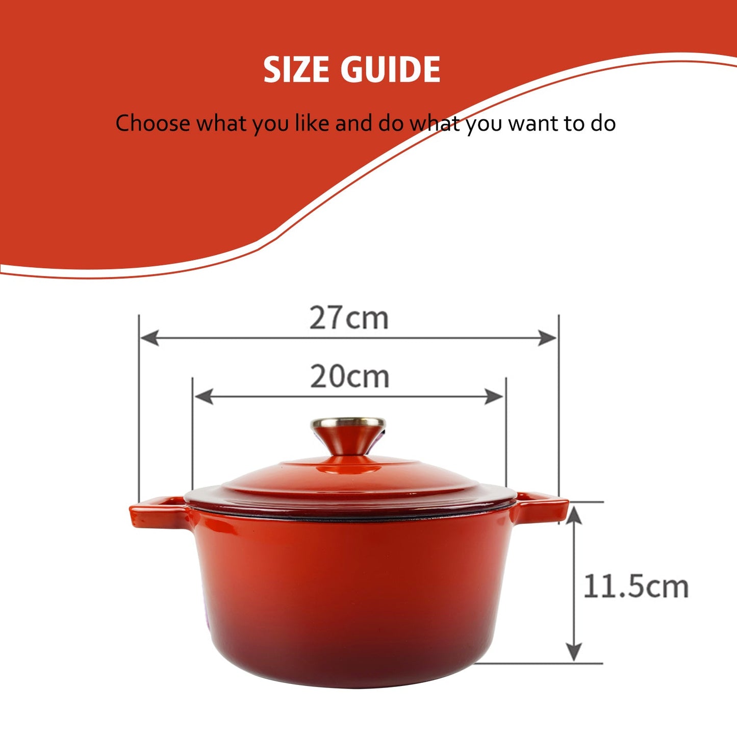 BV Cast Iron Round Casserole Pot 20cm