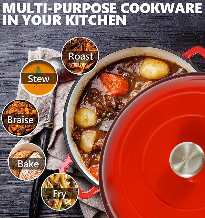 La Cocina African Red Cast Iron Shallow Round Casserole Paella Pot 30cm 3.5L (one pot only)