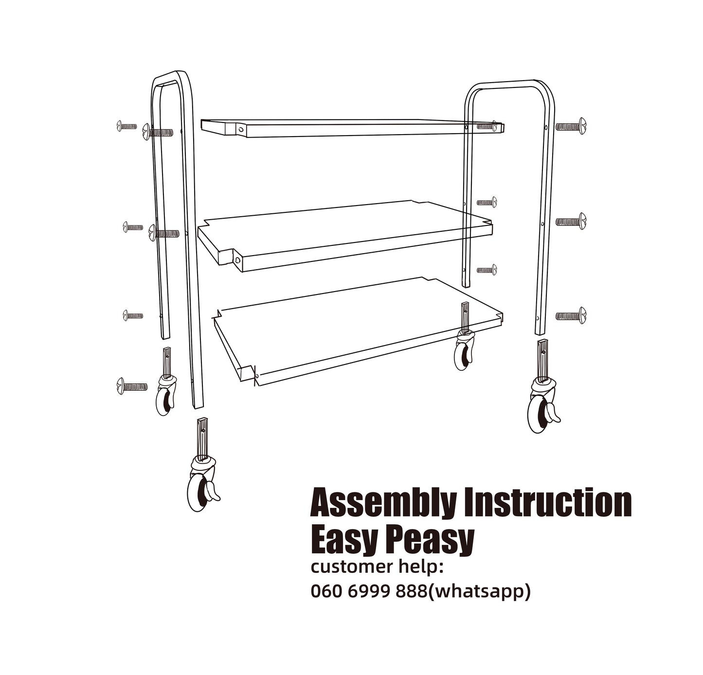 Stainless Steel 3 Tier Trolley, Utility Cart