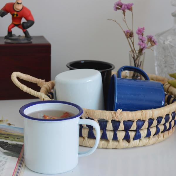 Dove Enamel 8cm Mug Premier Quality Black Outer White Inner