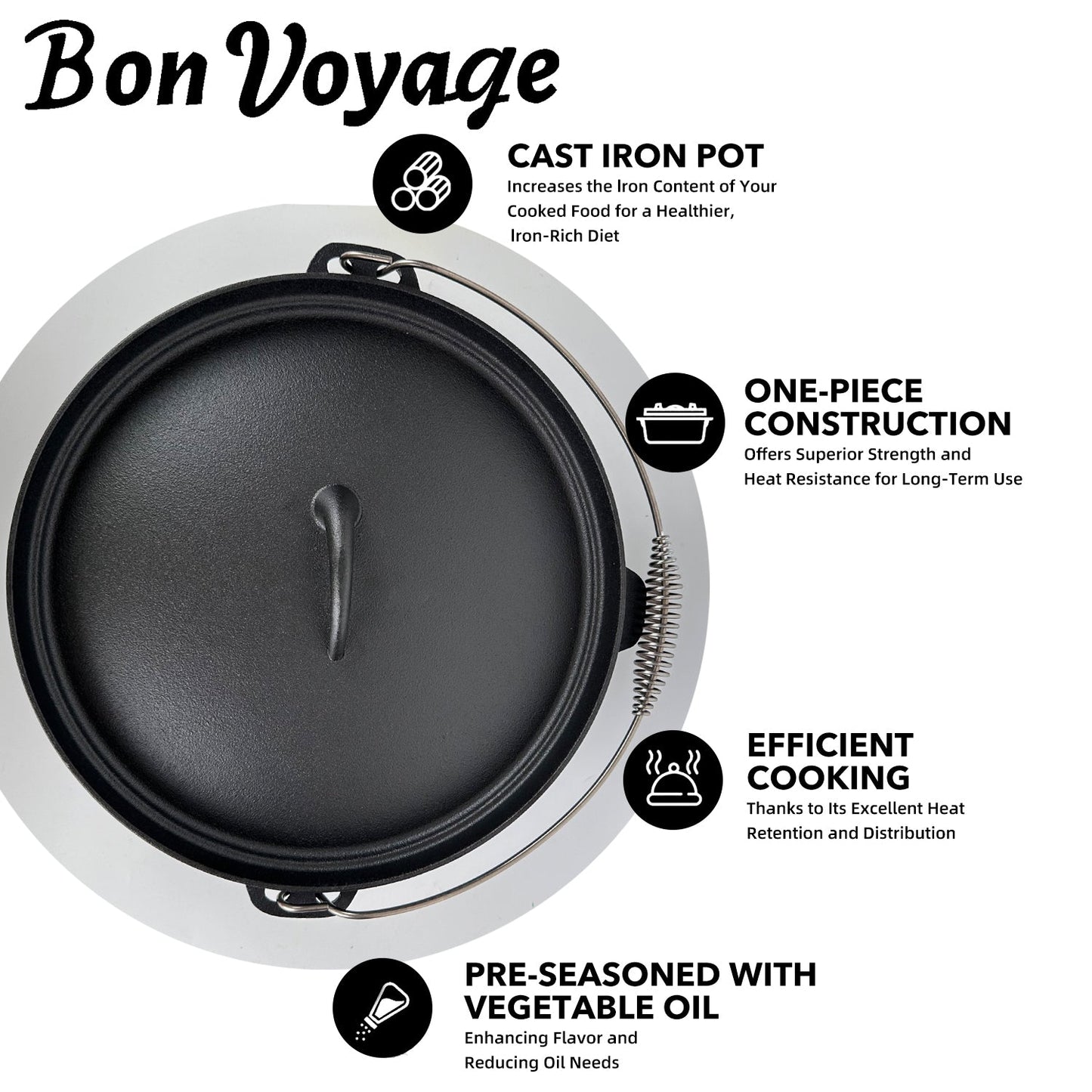 Bon Voyage Cast Iron Dutch Oven Potjie Pot
