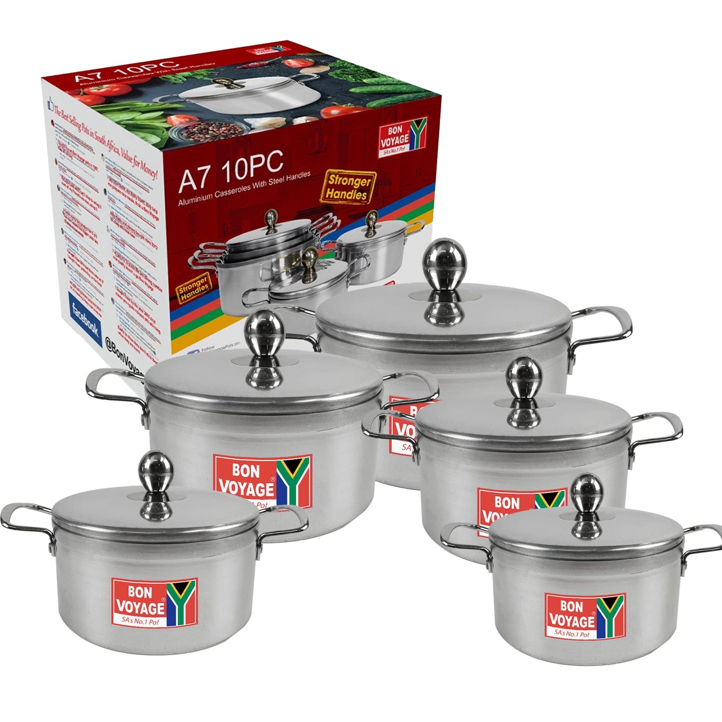 Bon Voyage Ace 10 Piece Aluminium Casseroles With Steel Handles A7