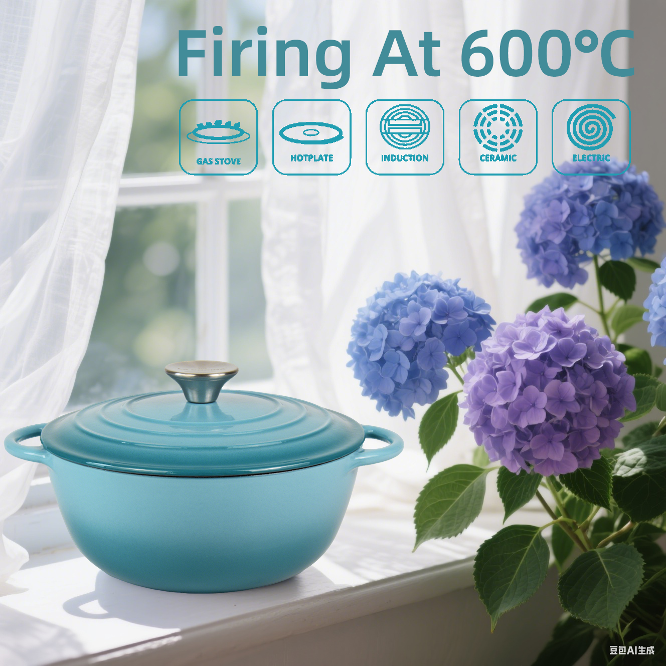 La Cocina 7 Piece Turquoise Cast Iron Enamel Cookware Set