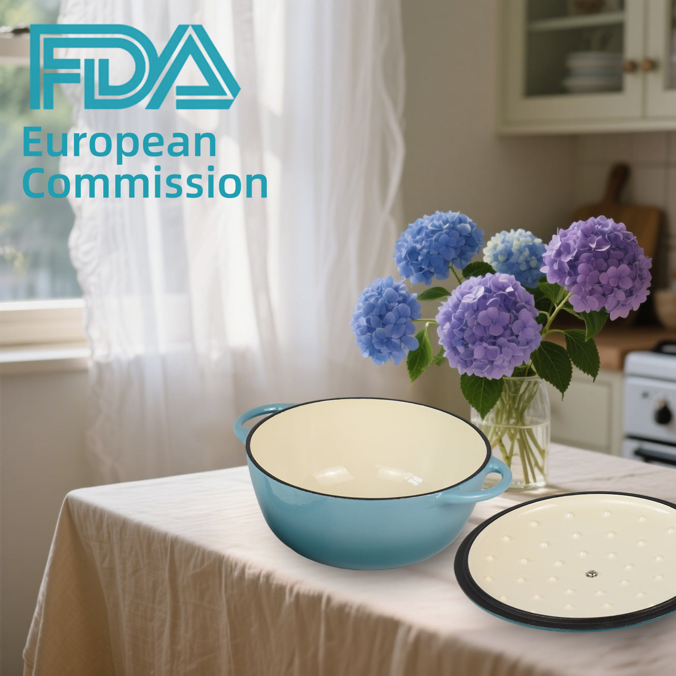 La Cocina 7 Piece Turquoise Cast Iron Enamel Cookware Set