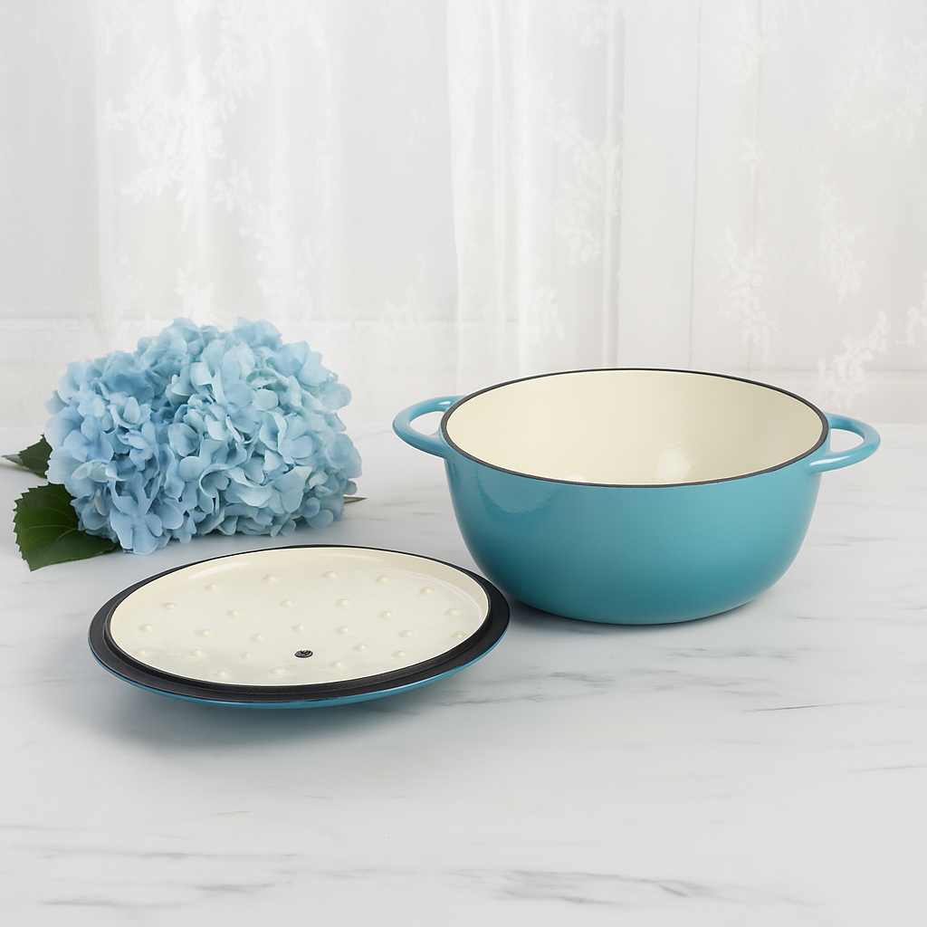 La Cocina 7 Piece Turquoise Cast Iron Enamel Cookware Set