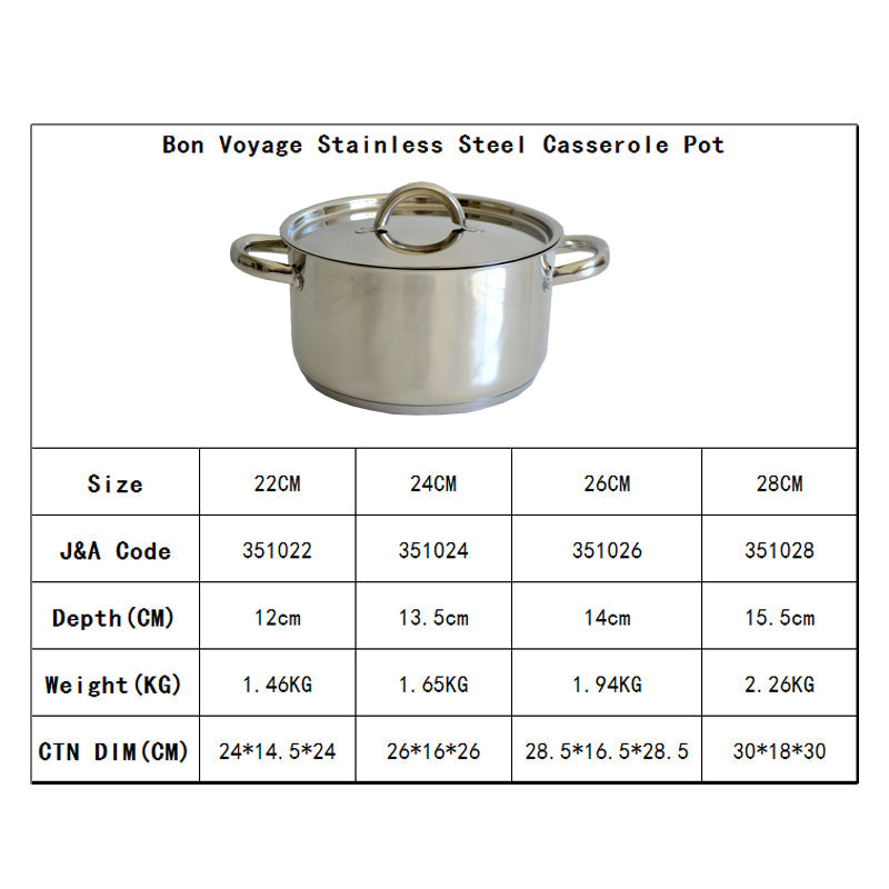 Bon Voyage S510 Stainless Steel Casserole Pot