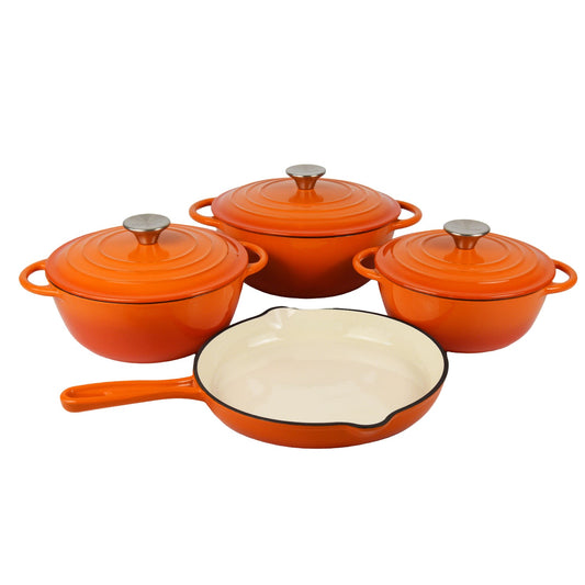 La Cocina 7 Piece Amber Cast Iron Enamel Cookware Set
