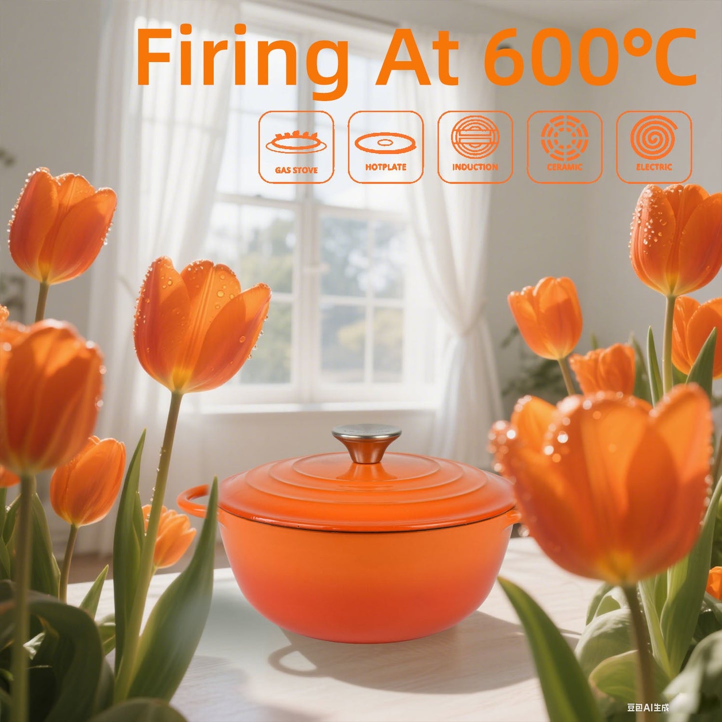 La Cocina 7 Piece Amber Cast Iron Enamel Cookware Set