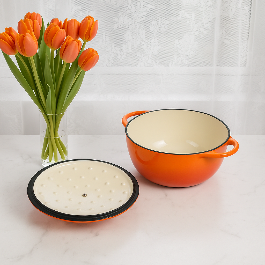 La Cocina 7 Piece Amber Cast Iron Enamel Cookware Set