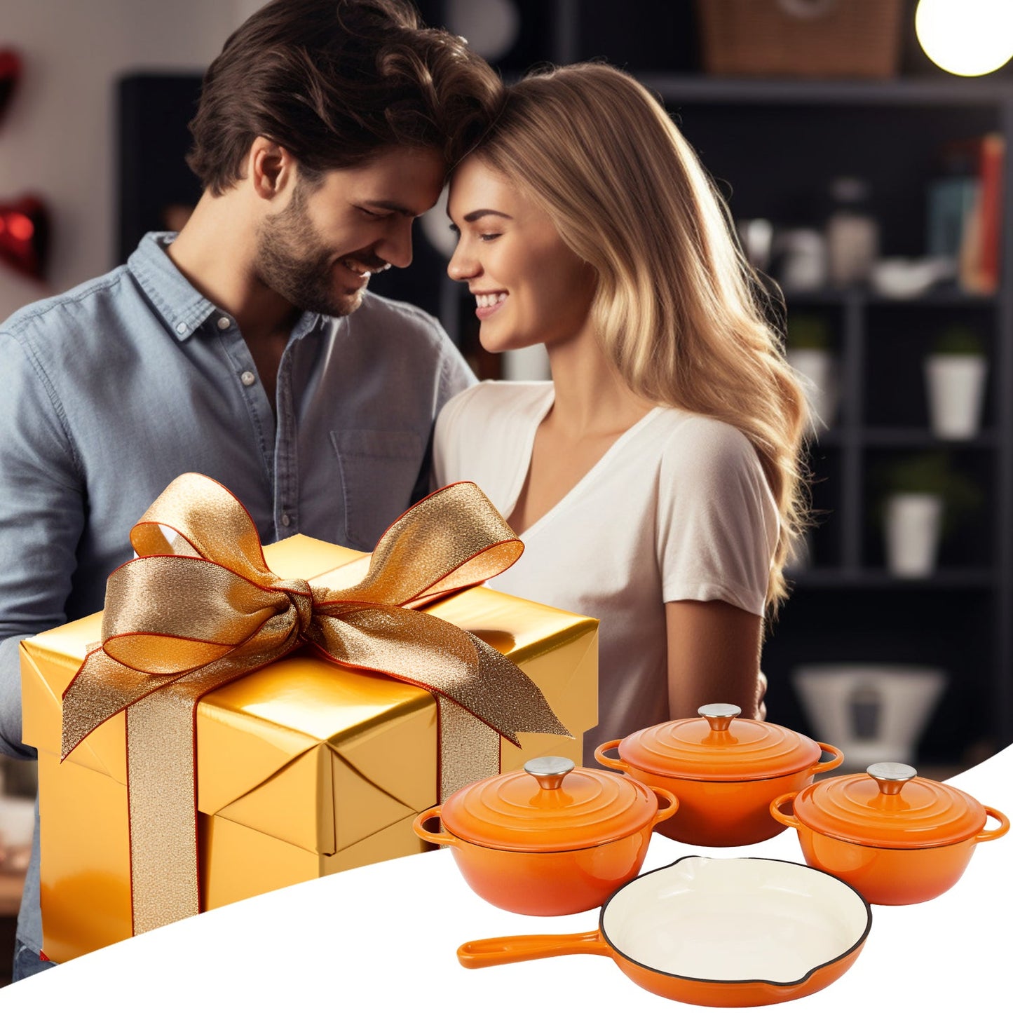 La Cocina 7 Piece Amber Cast Iron Enamel Cookware Set