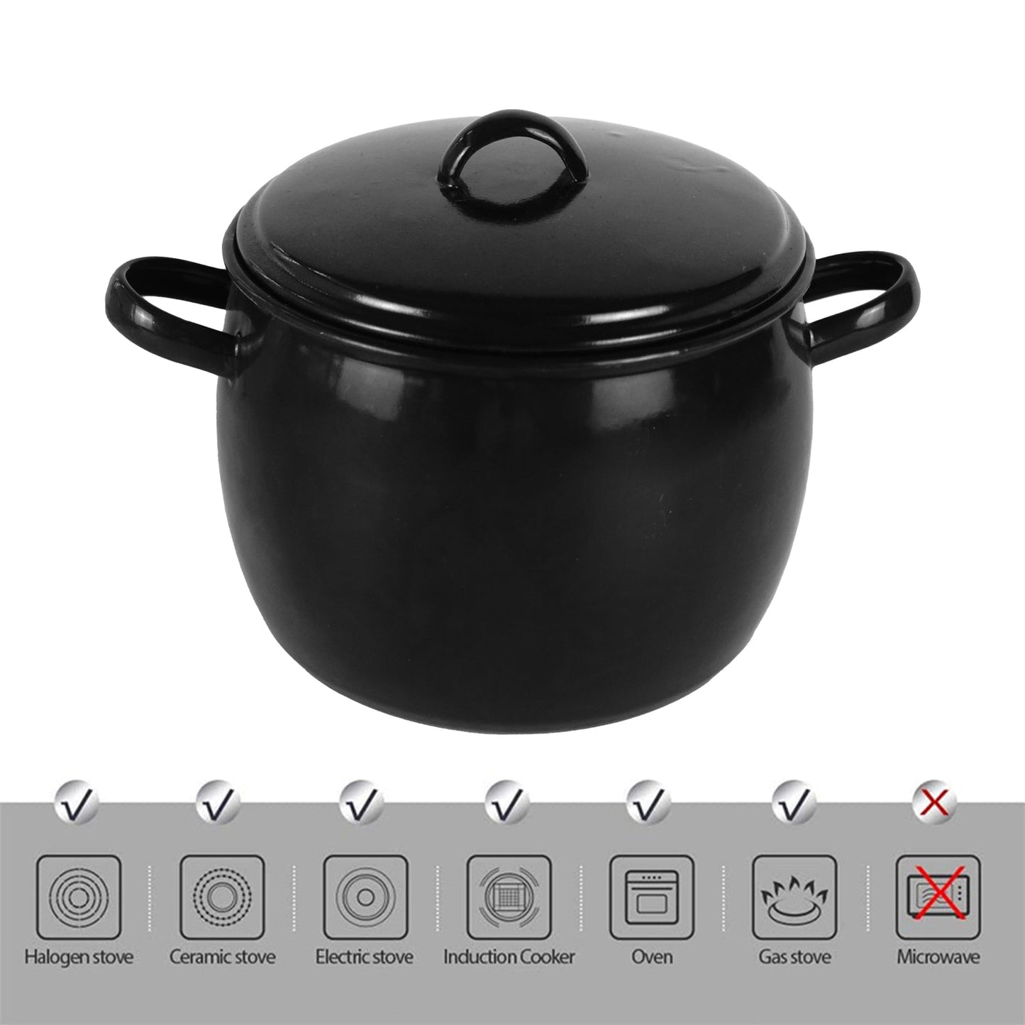 New World Enamel Bow Handle Belly Pot