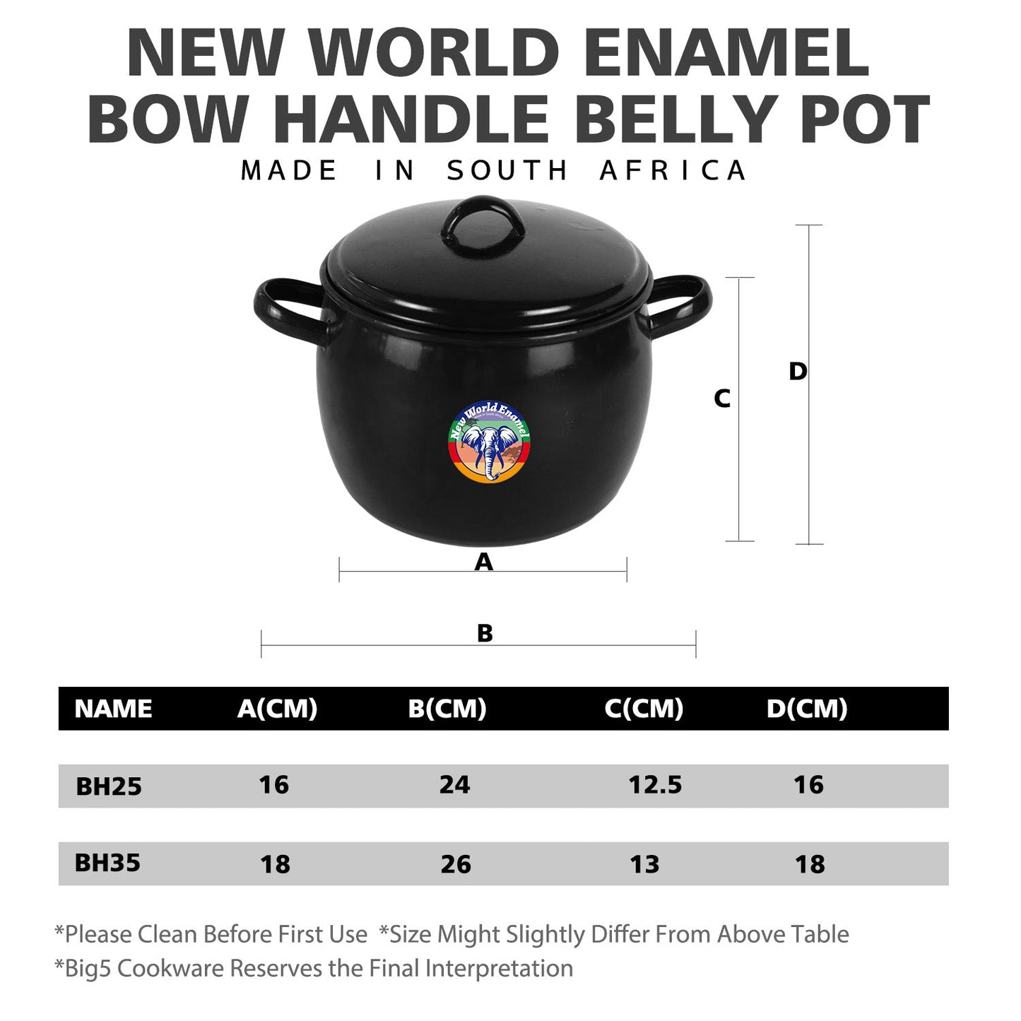 New World Enamel Bow Handle Belly Pot