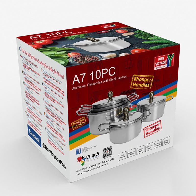 Bon Voyage Ace 10 Piece Aluminium Casseroles With Steel Handles A7