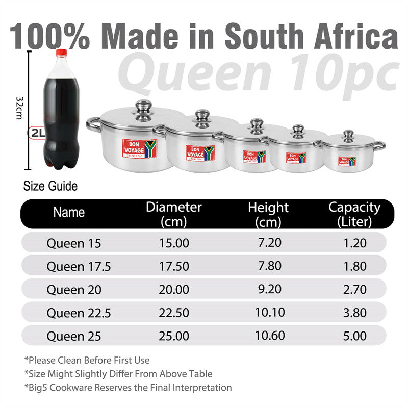 Bon Voyage Queen 10 Piece Pots Set with SS Handles