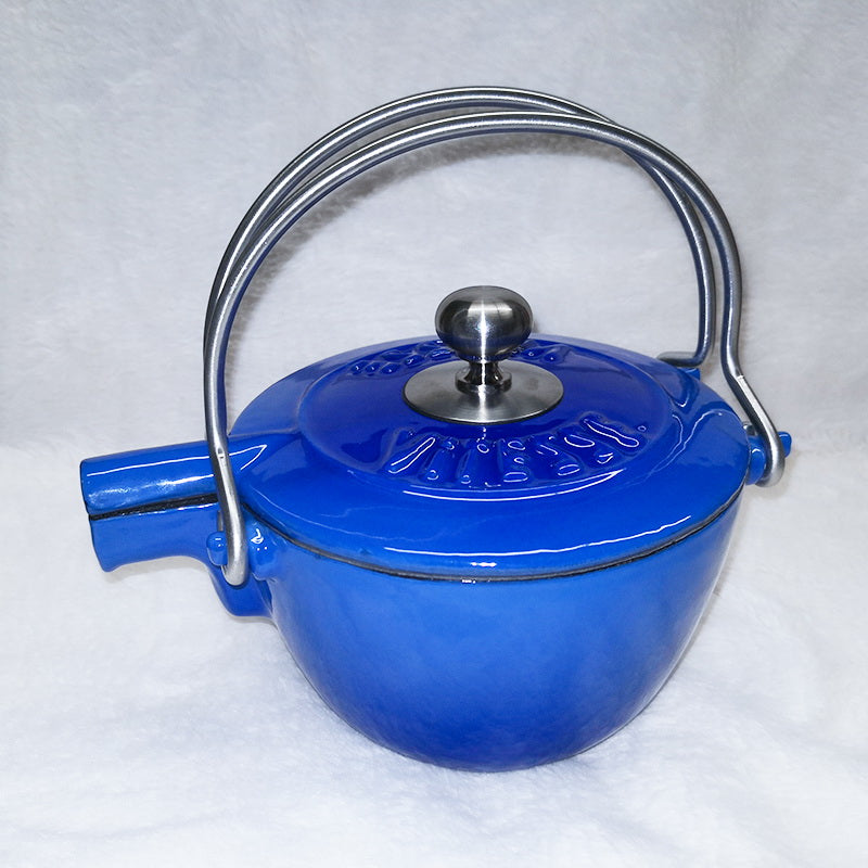 French Cast Iron Teapot Tea Pot Kettle 1150ml with FREE Strainer