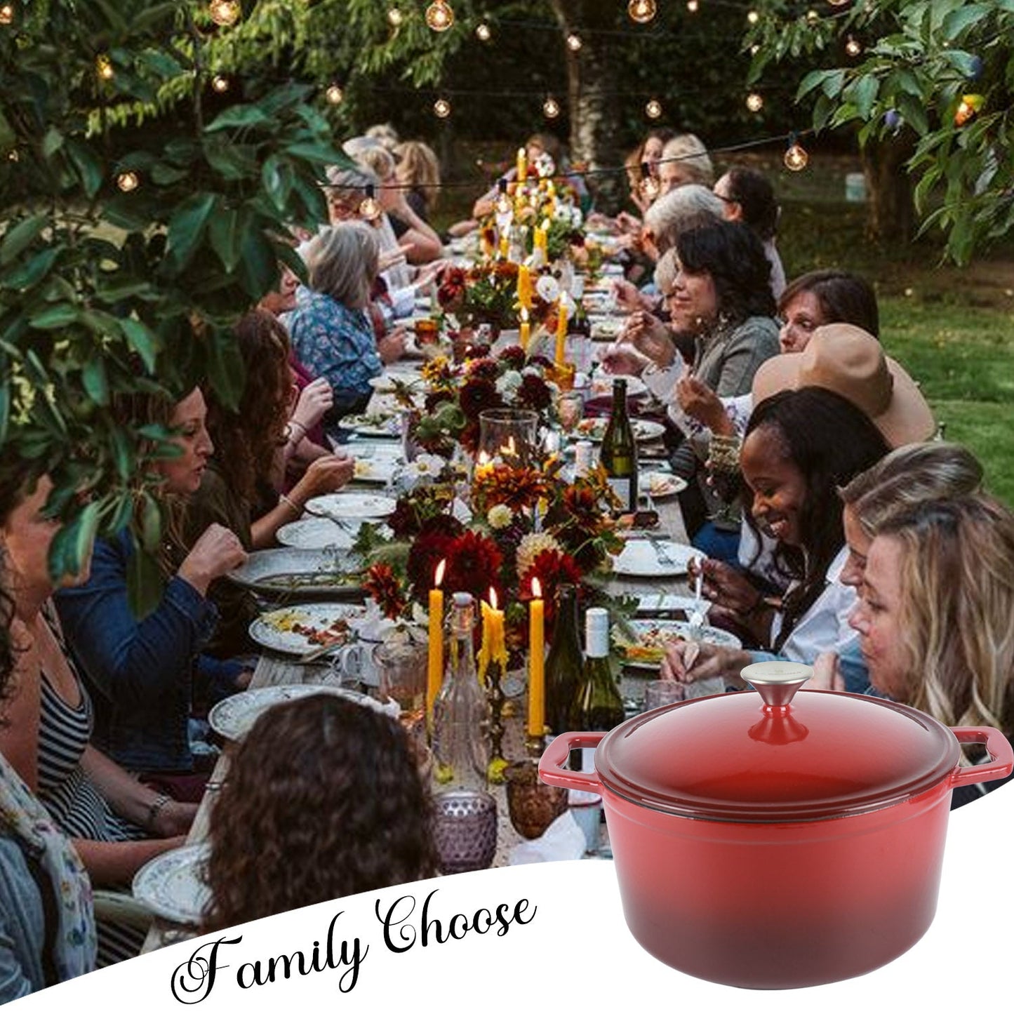 La Cocina 6QT 5.6-Litre Africa Red Cast Iron 26cm Enamelled Round Casserole Pot