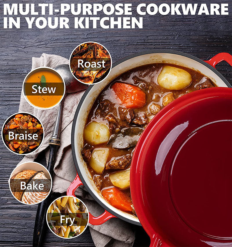 La Cocina Cast Iron 2 in 1 Casserole with Frypan Lid 26cm (one pot only)