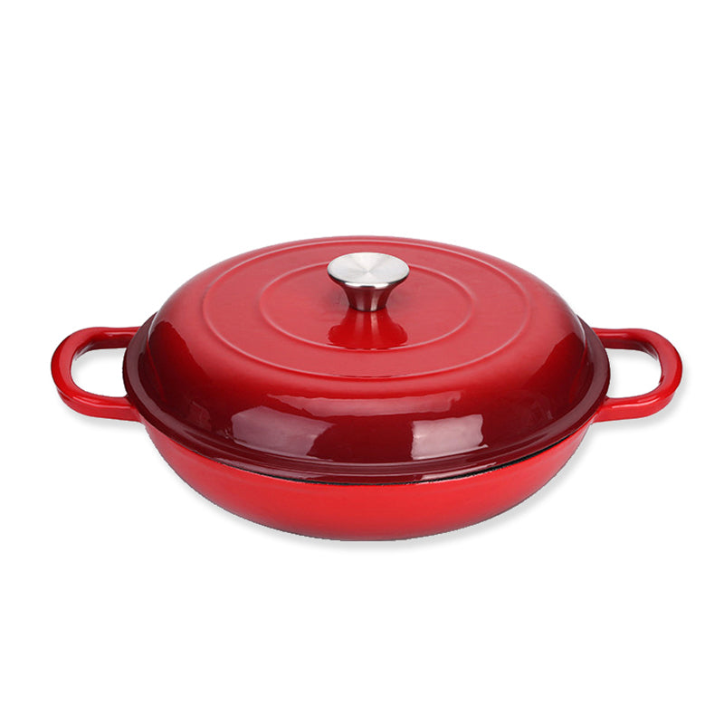 La Cocina African Red Cast Iron Shallow Round Casserole Paella Pot 30cm 3.5L (one pot only)