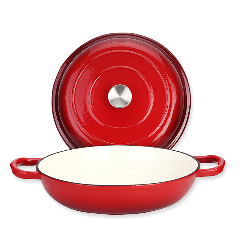 La Cocina African Red Cast Iron Shallow Round Casserole Paella Pot 30cm 3.5L (one pot only)