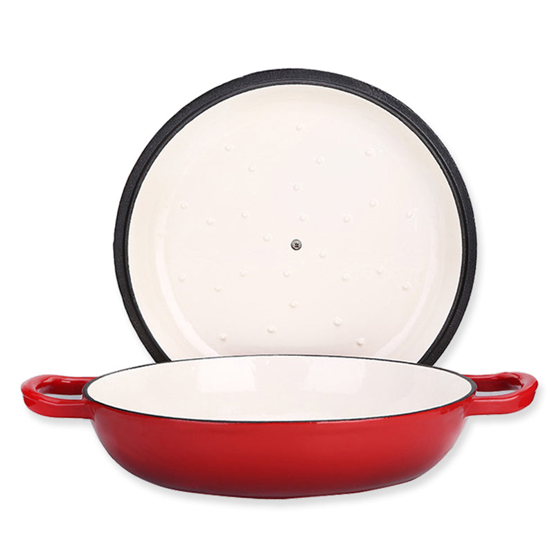 La Cocina African Red Cast Iron Shallow Round Casserole Paella Pot 30cm 3.5L (one pot only)