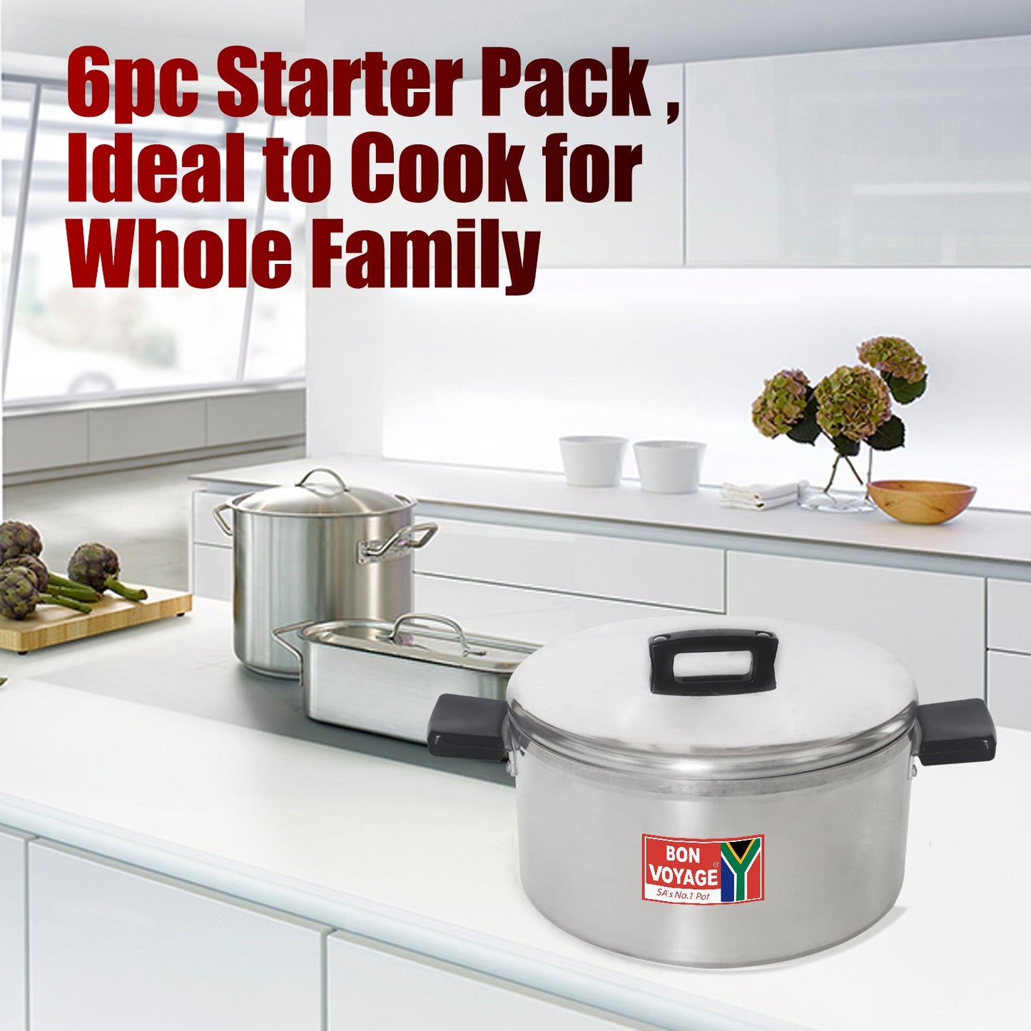 Bon Voyage 6 Piece Pots Set with Bakelite Handles