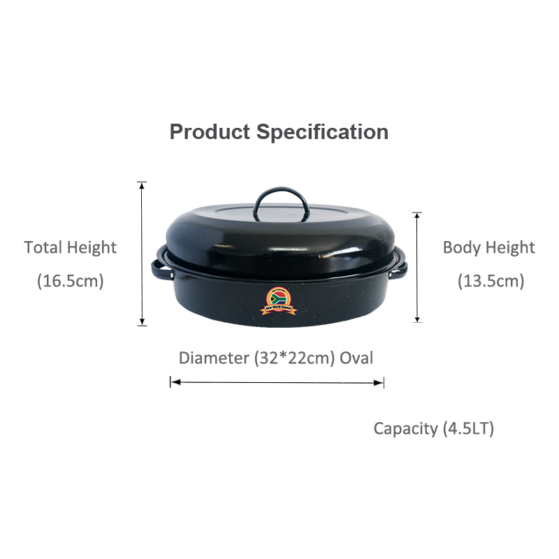 New World Enamel Roaster Oval 4.5LT Black Flake