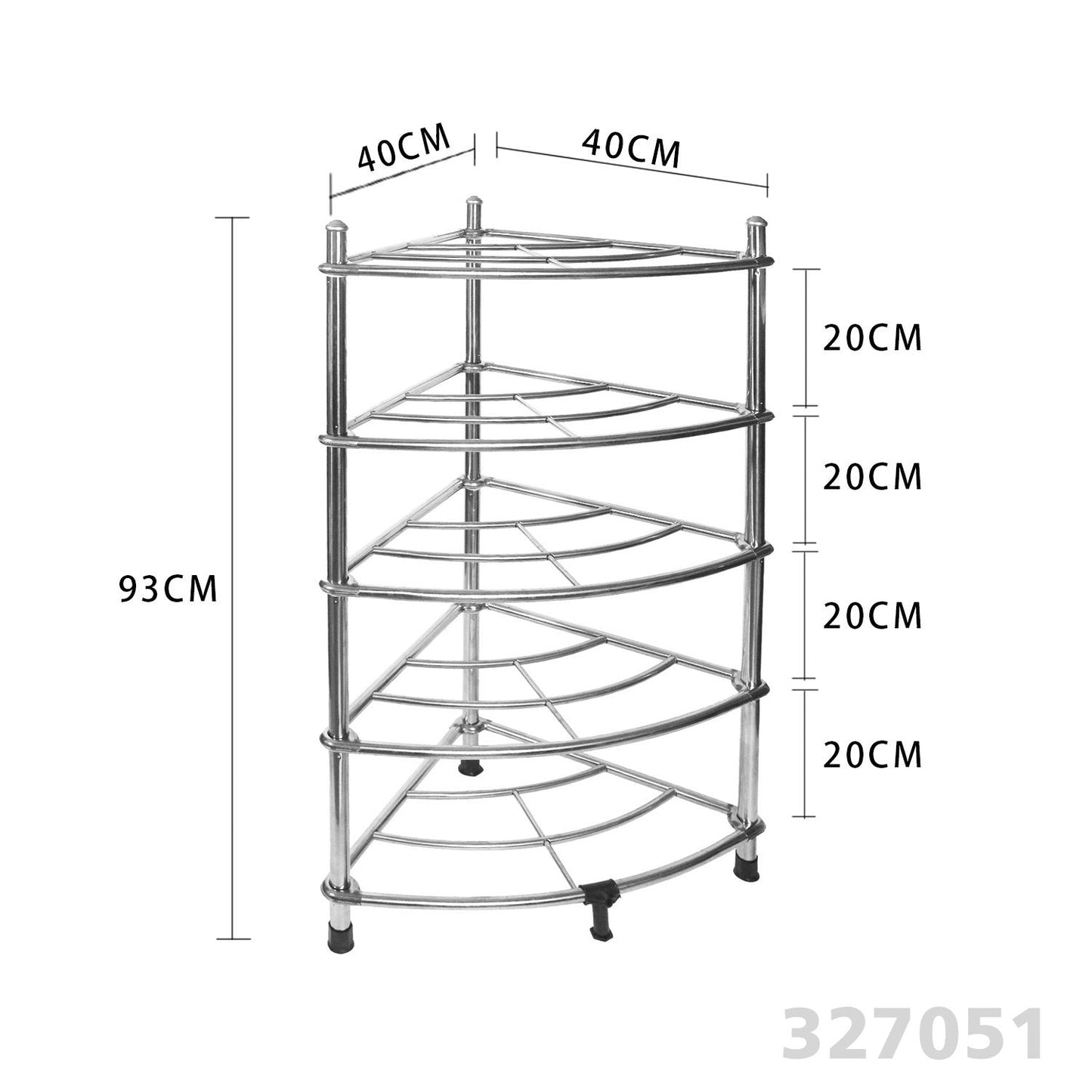 Stainless Steel 5-tier Giant Pot Stand Kitchen Organizer Corner Rack (Pots not included)