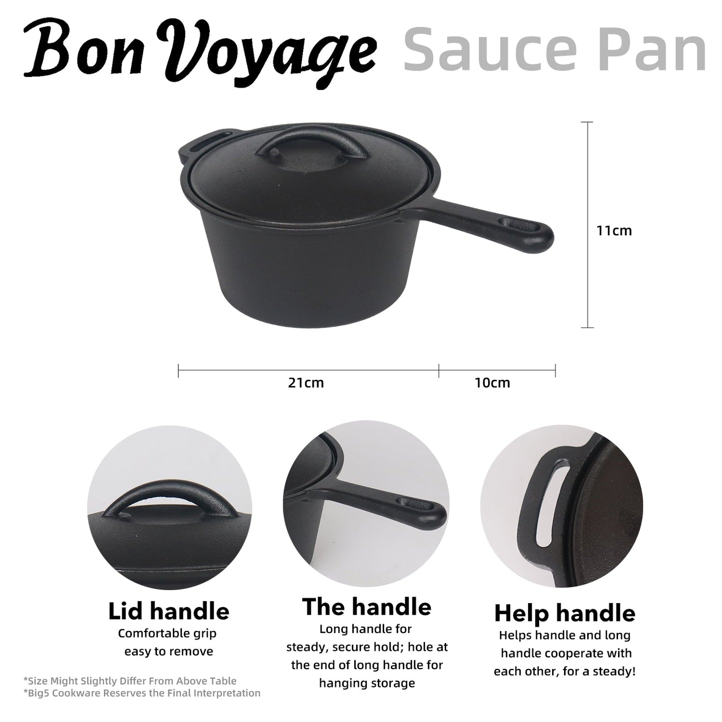 Bon Voyage 7 Piece Pre-Seasoned Heavy Duty Cast Iron Camping Set