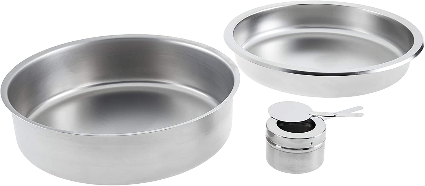 BVC M8 Stainless Steel Roll Top Round Chafing Dish with Stand 6.5 Litre