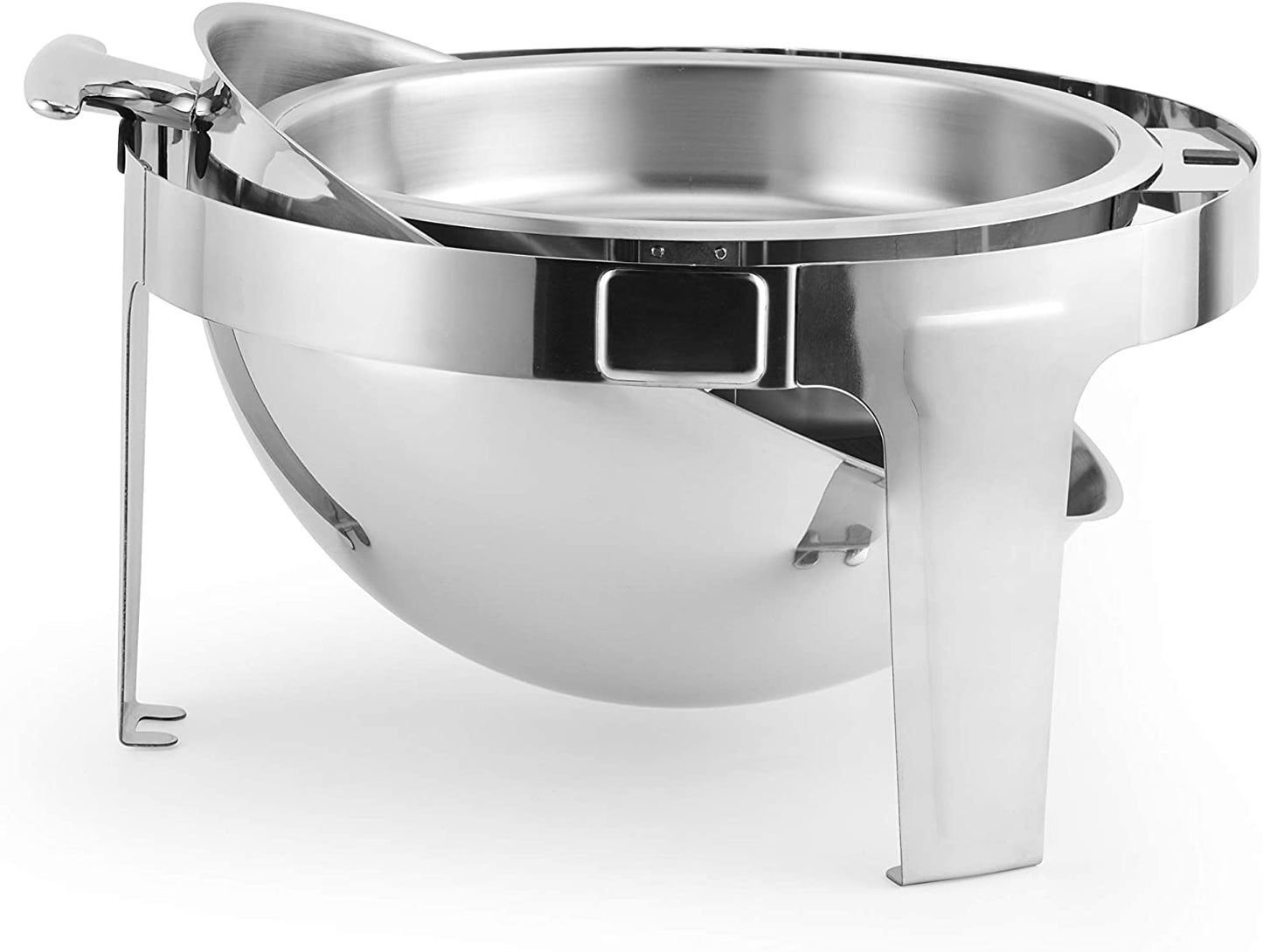BVC M8 Stainless Steel Roll Top Round Chafing Dish with Stand 6.5 Litre