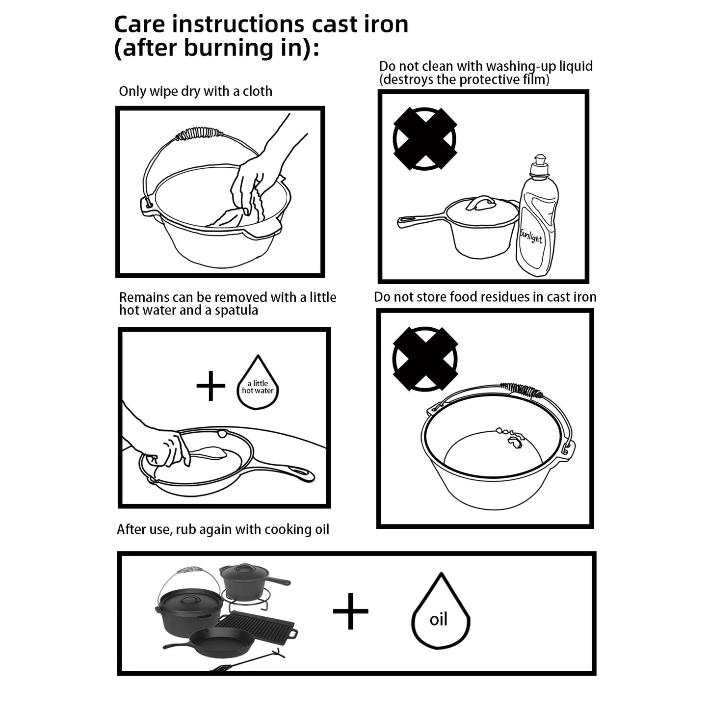 Bon Voyage 7 Piece Pre-Seasoned Heavy Duty Cast Iron Camping Set