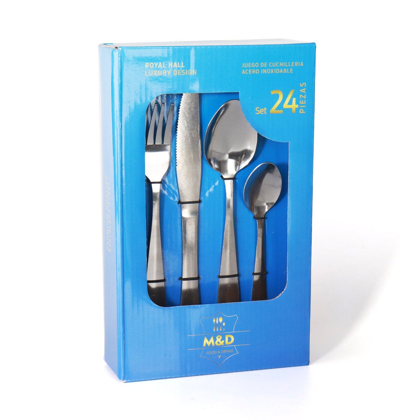 24 Piece Stainless Steel Blue Box Cutlery Set