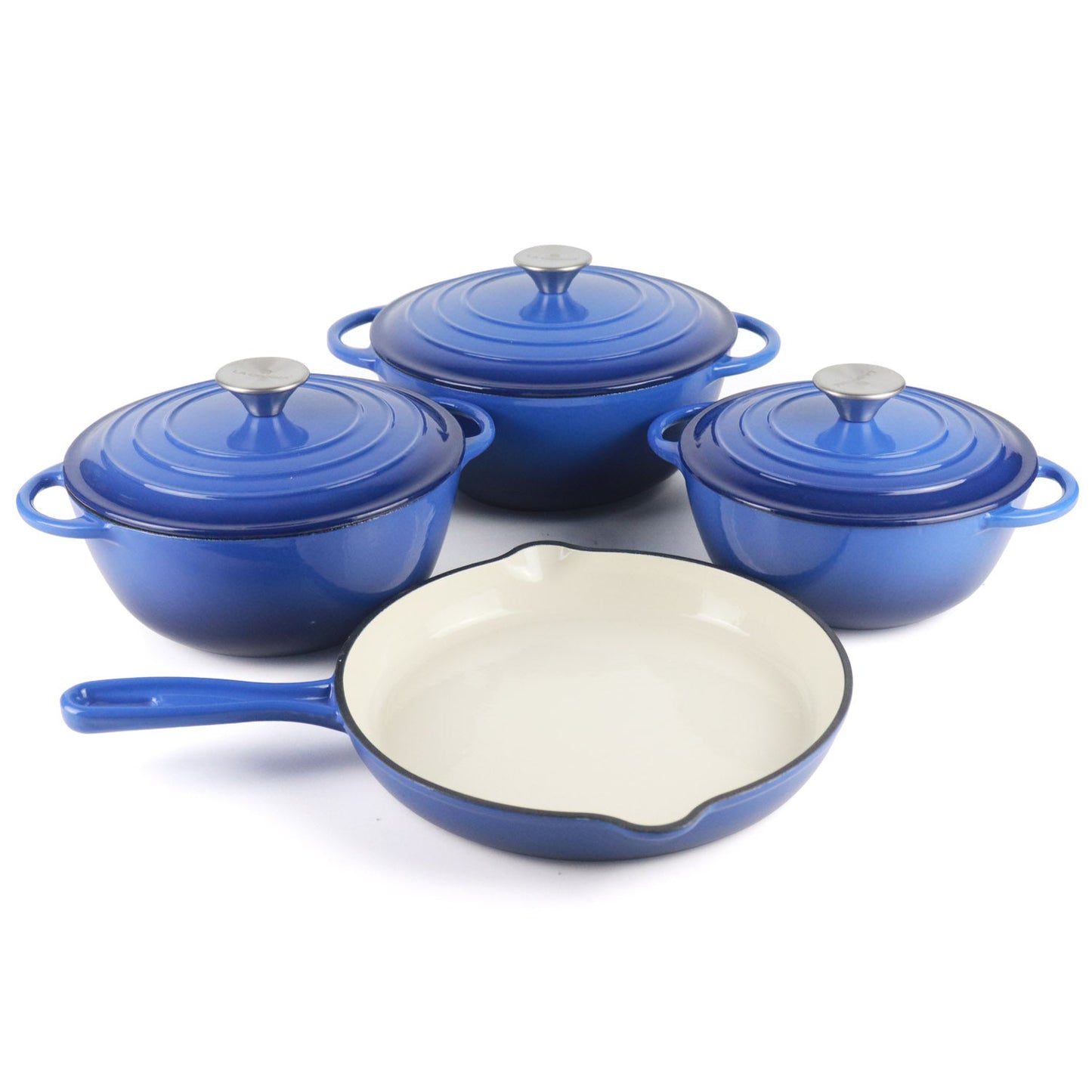 La Cocina 7 Piece Amazon Blue Cast Iron Enamel Cookware Set