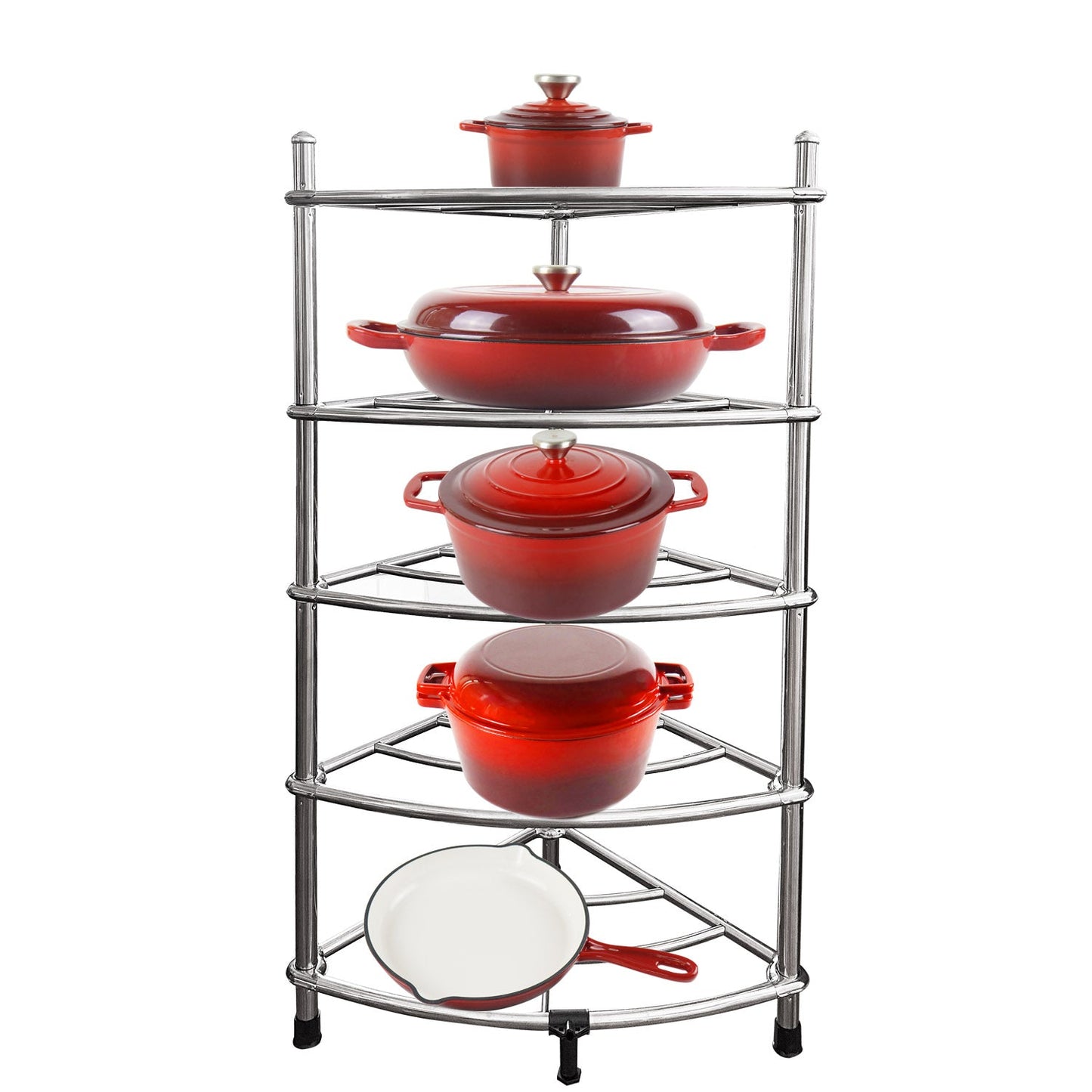 Stainless Steel 5-tier Giant Pot Stand Kitchen Organizer Corner Rack (Pots not included)
