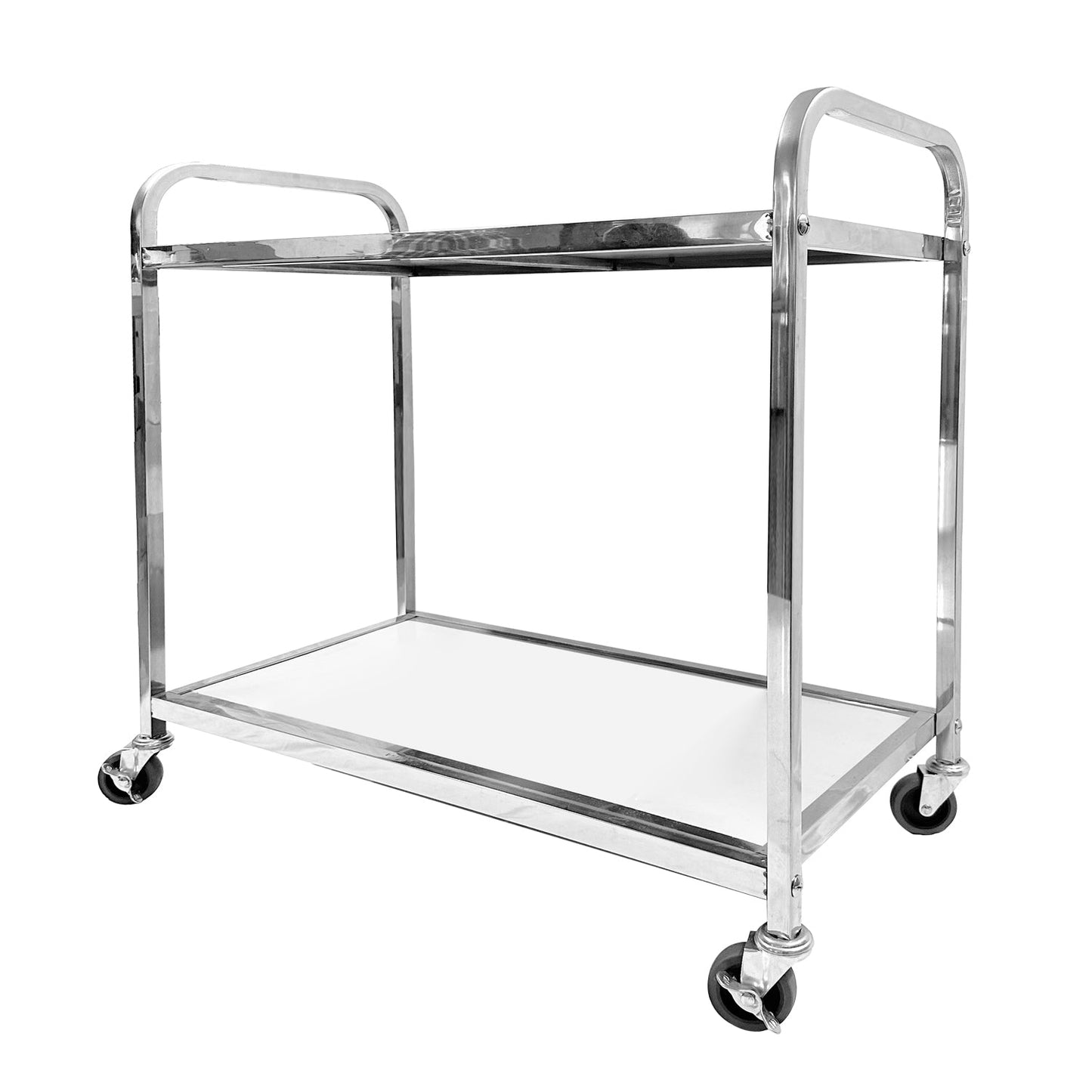 Stainless Steel 2 Tier Wood Board Trolley, Utility Cart