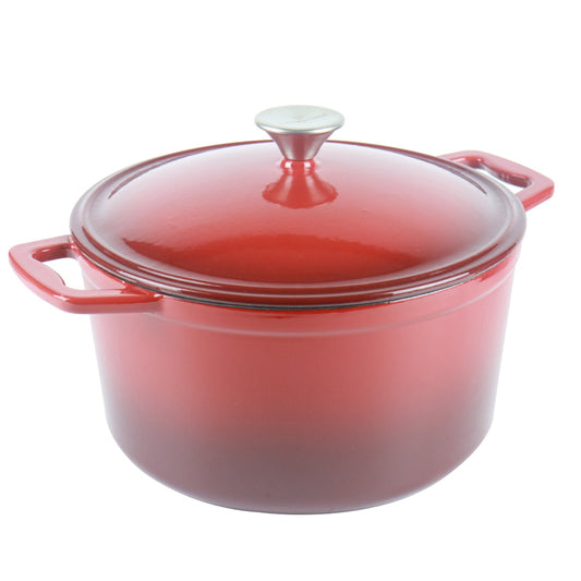 La Cocina 6QT 5.6-Litre Africa Red Cast Iron 26cm Enamelled Round Casserole Pot